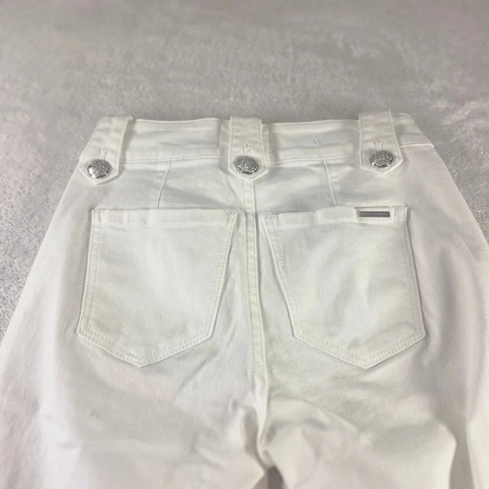 White House Black Market High Rise Wide Leg Sailor Pants White Silver Button 00L - Picture 9 of 11